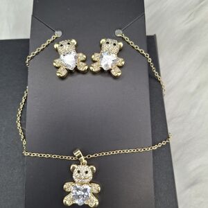Gold Teddy Bear Jewelry Set